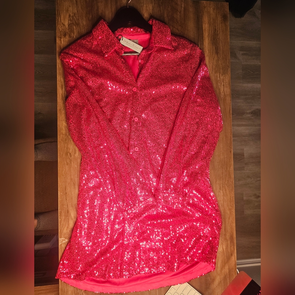 Sequin Pink Mini Dress